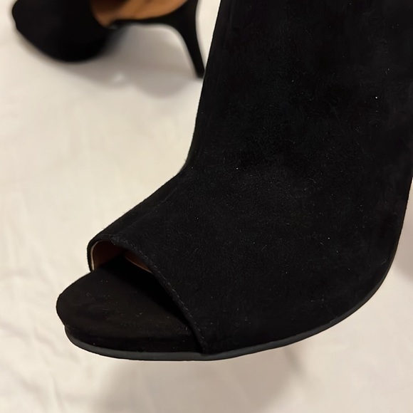 14th & Union - Black Leather Peep Toe Bootie Heels Sz9 - Picture 8 of 12